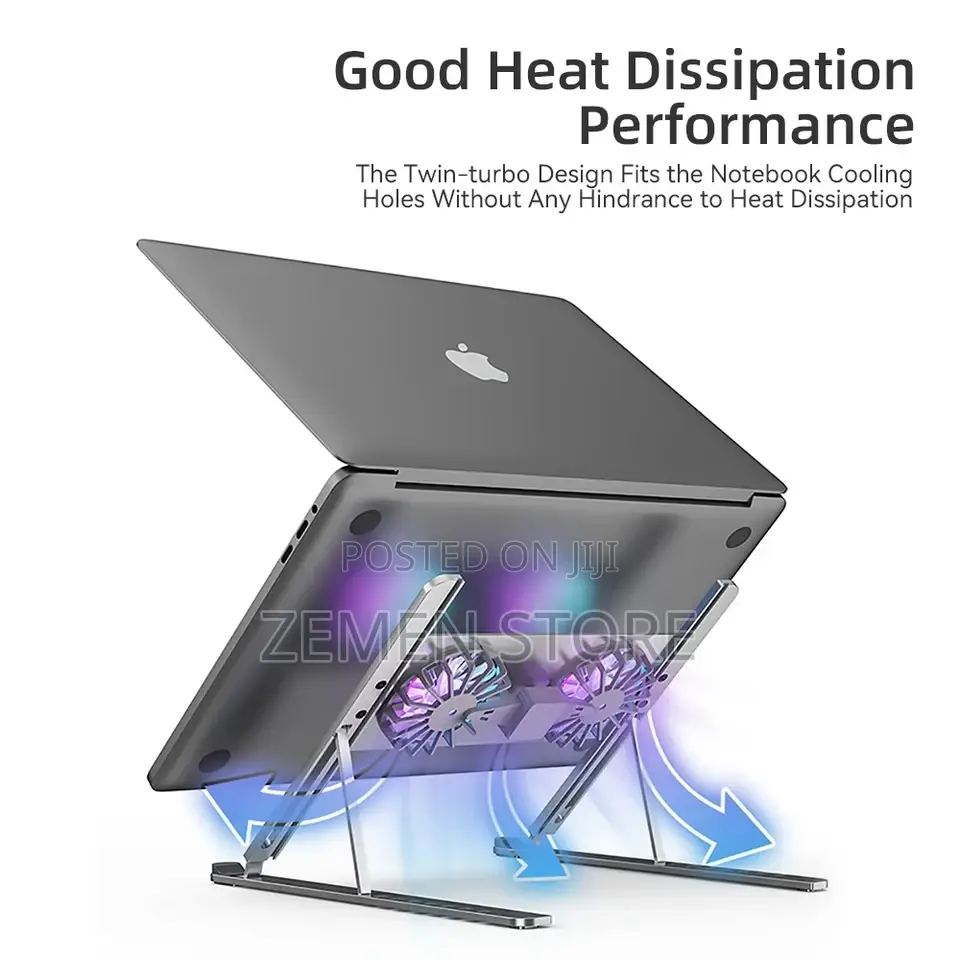 Aluminum Laptop Stand With Dual Turbo Cooling Fans
