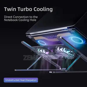 Aluminum Laptop Stand With Dual Turbo Cooling Fans