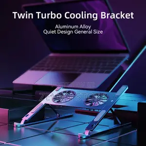 Aluminum Laptop Stand With Dual Turbo Cooling Fans