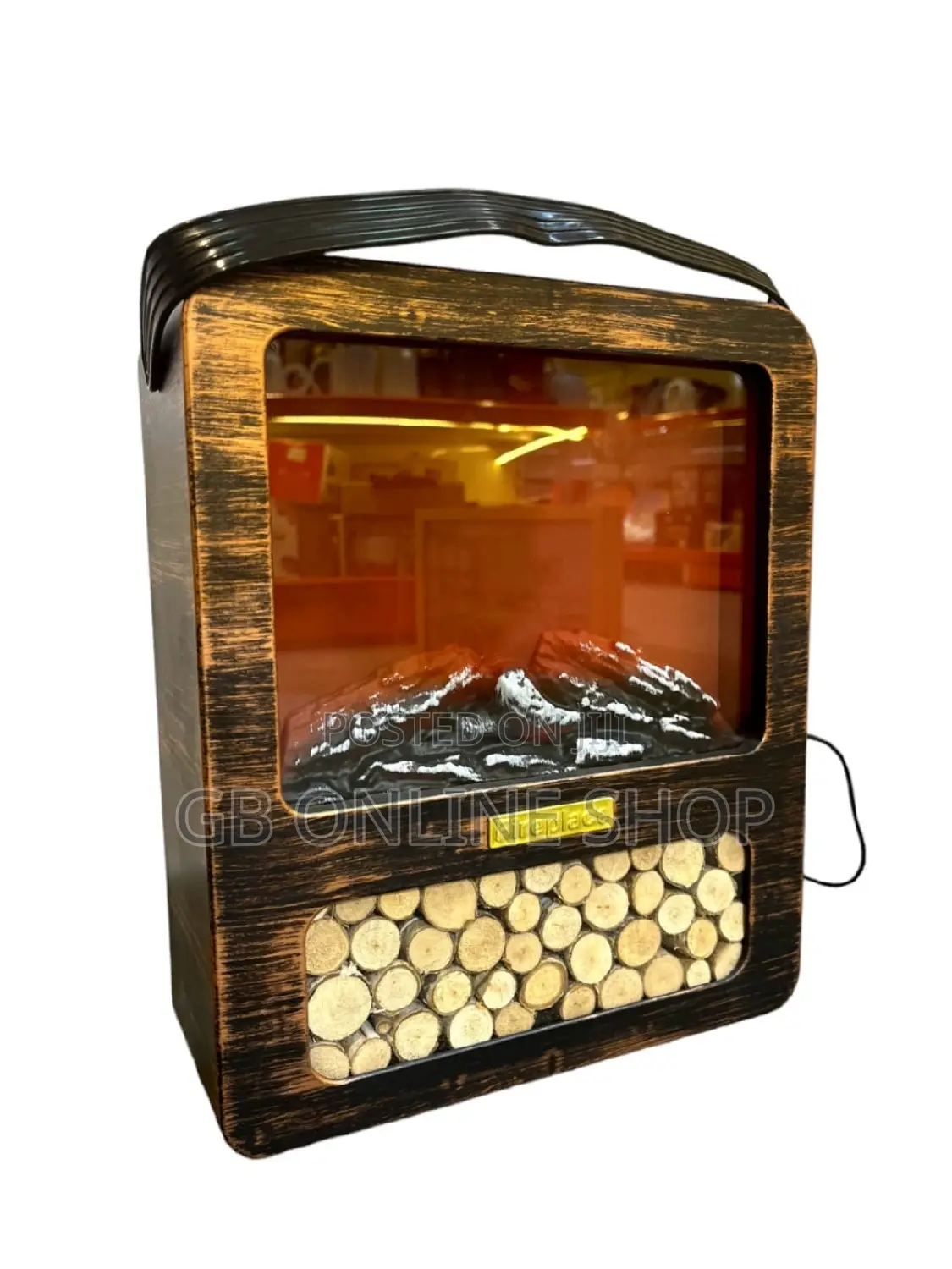 Artificial LED Fireplace With Realistic Wood Burning Flame