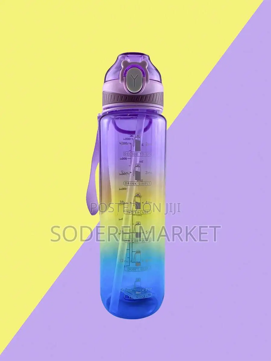 Sports Water Bottle With Straw 1L