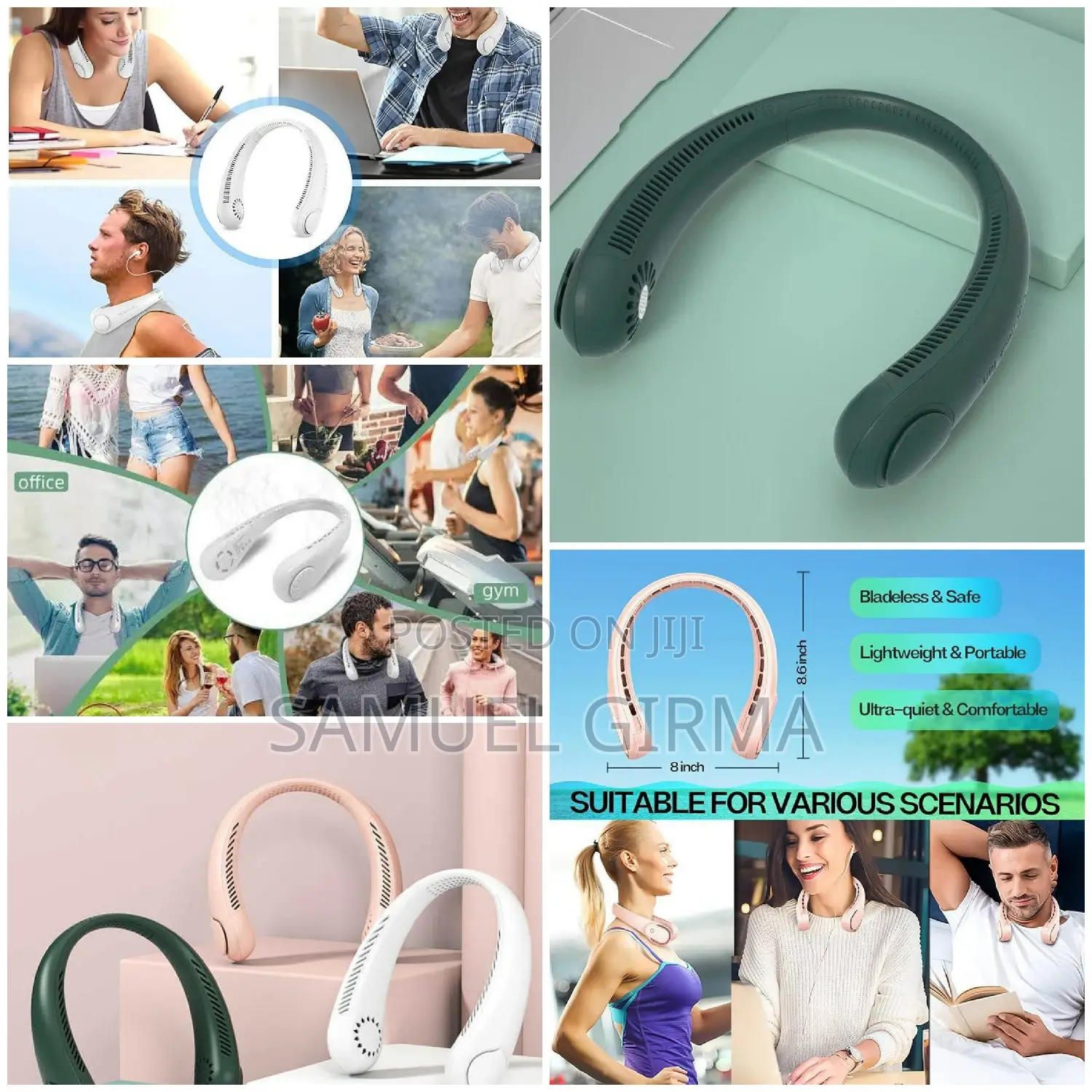 ~Portable Neck Cooler FanCordless Bladeless Fan 3 Speeds