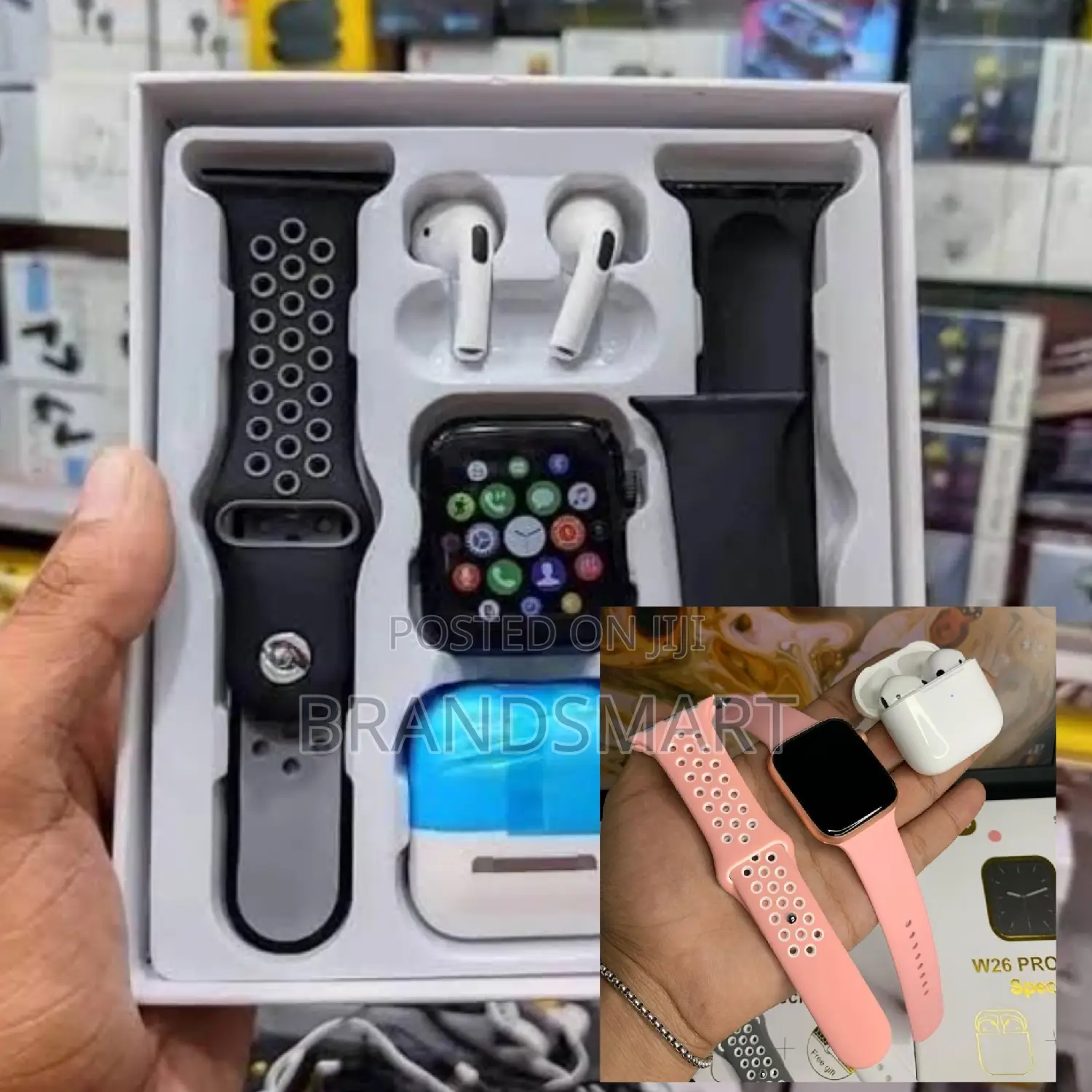 የ2025 ምርጡ ብራንድ ስማርት ሰአት + 1 Airpods + 2 ተቀያሪ የሲልከን ማሰሪያ