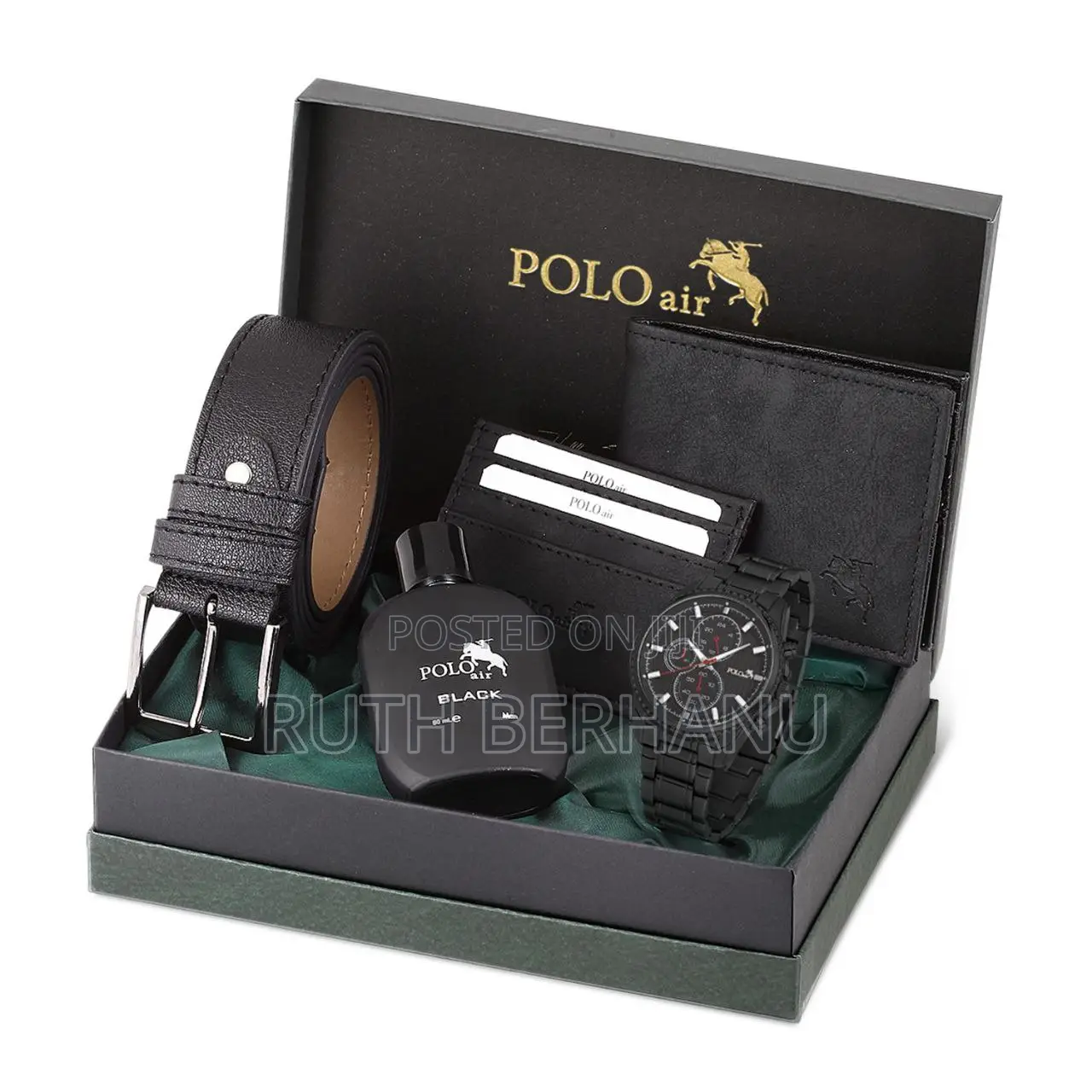 Polo Air Men's Wristwatch Perfume Cardholder Set