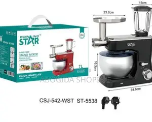 Photo - Star 3 በ1 የምግብ ማቀናበሪያ STAND MIXER ስጋ መፍጨት፣ጆስ/አታክልት መስራት፣ሊጥ