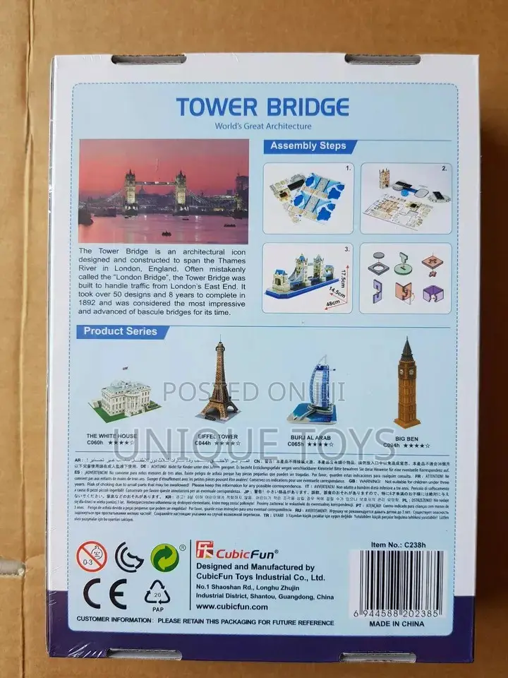 Cubic Fun 3D Puzzle Tower Bridge: 52 Pieces