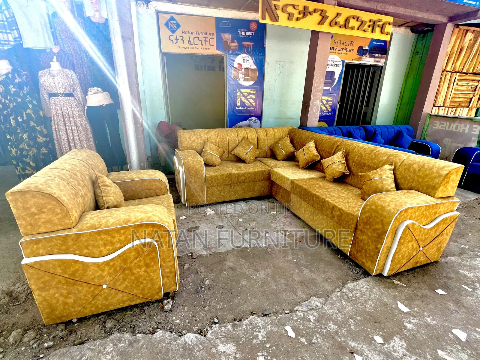 Sofa L Shape or Corner Sofa Made of Wooden Material