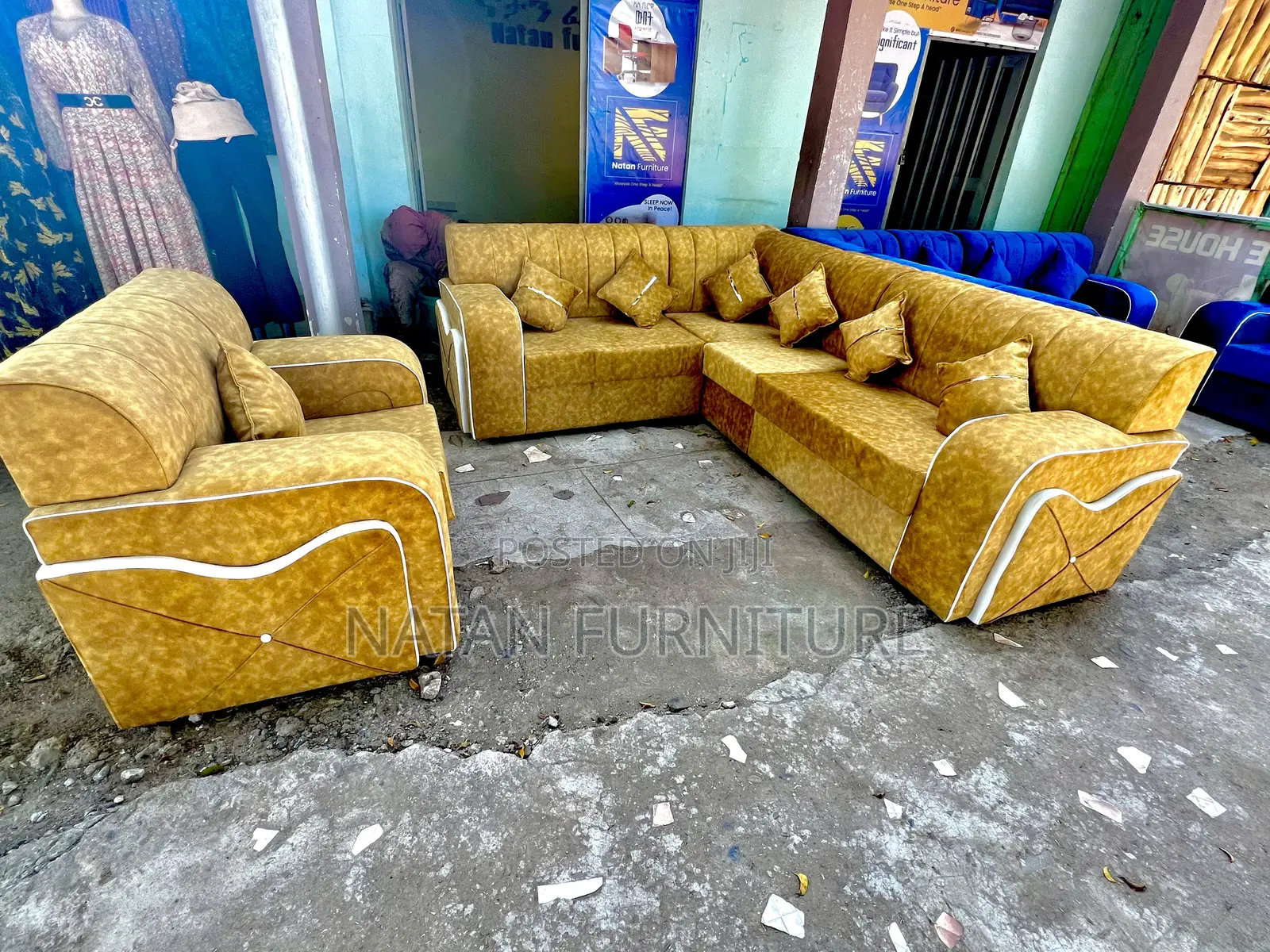 Sofa L Shape or Corner Sofa Made of Wooden Material