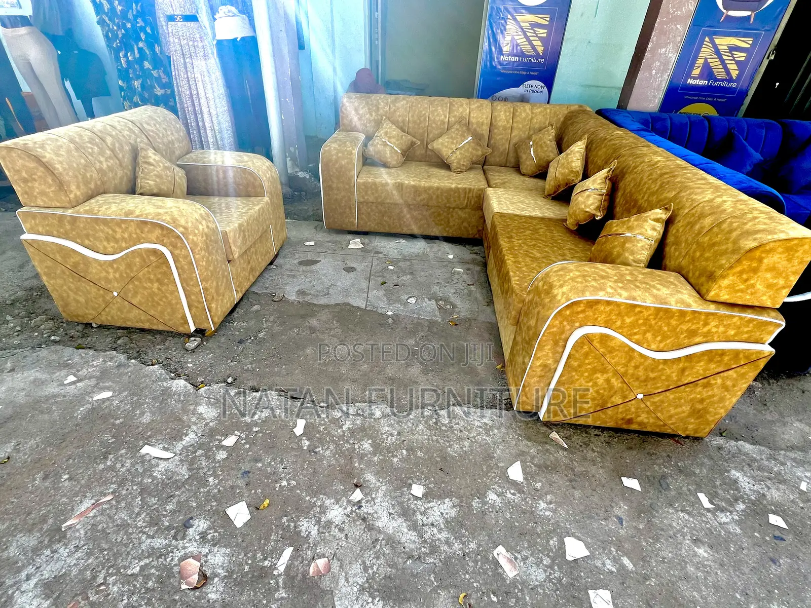 Sofa L Shape or Corner Sofa Made of Wooden Material