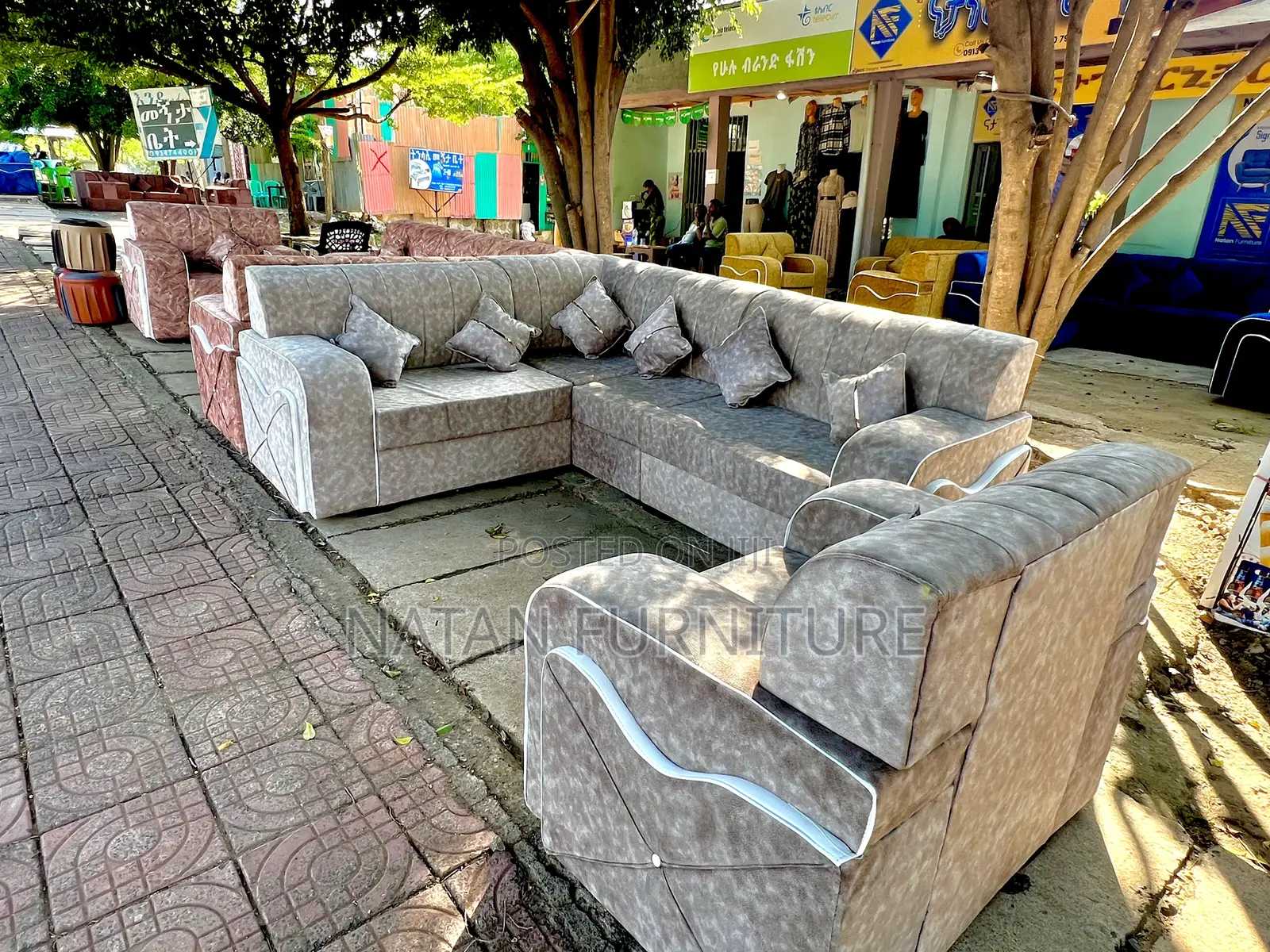 Sofa L Shape or Corner Sofa Made of Wooden Material