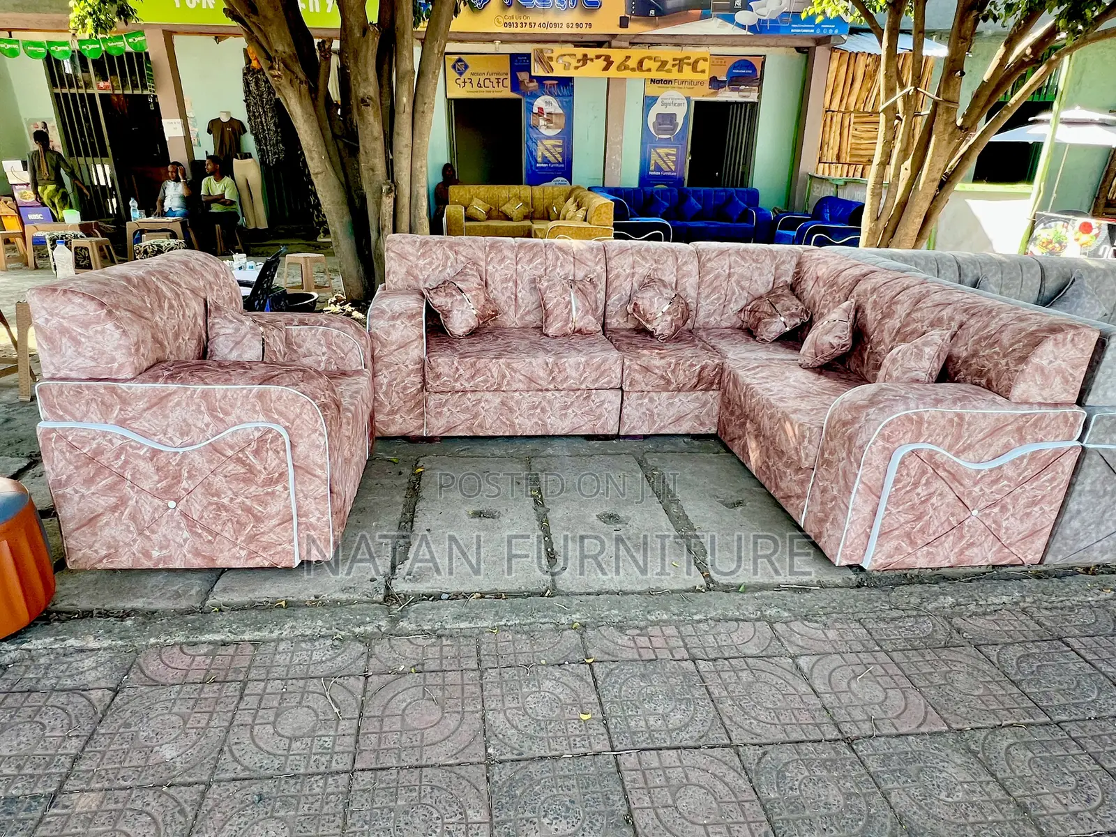 Sofa L Shape or Corner Sofa Made of Wooden Material