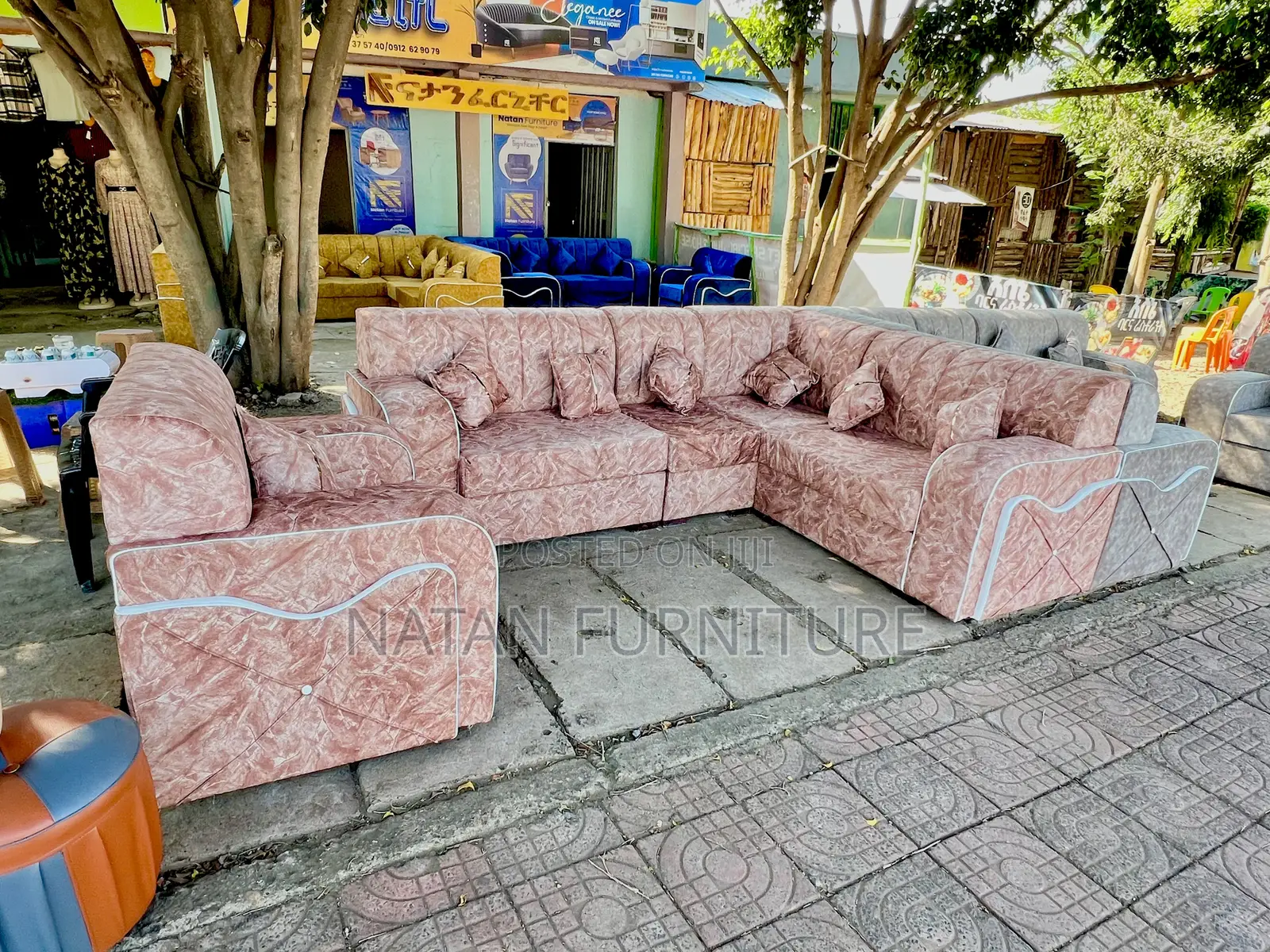 Sofa L Shape or Corner Sofa Made of Wooden Material