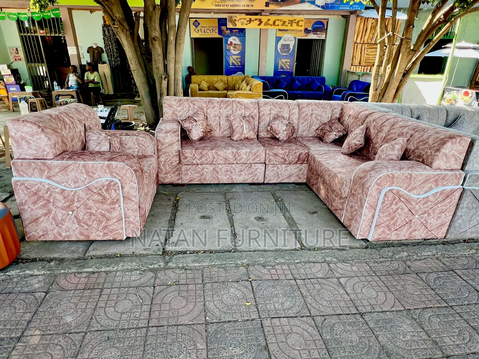 Sofa L Shape or Corner Sofa Made of Wooden Material