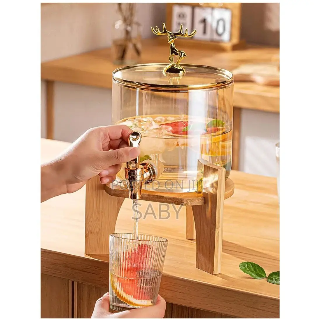 3.6L Glass Dispenser Jar With Bamboo Stand