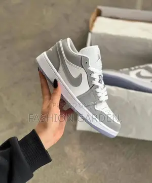 Photo - Original Nike Air Jordan 1 Low Wolf Grey Shoes for Woman's