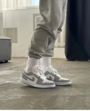 Original Nike Air Jordan 1 Low Wolf Grey Shoes for Woman's