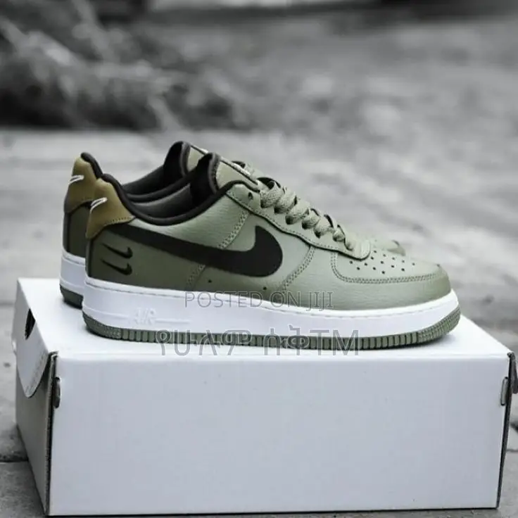 Original Nike Air Force 1 Low ‘07 Double Swoosh Olive Shoes