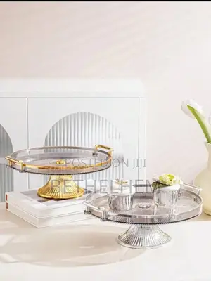 Single Set Serving and Cake Stand Acrylic Tray With Golden