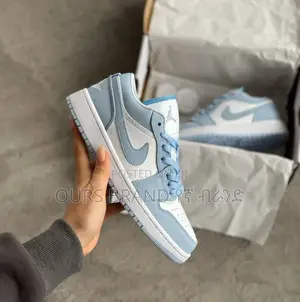 Photo - NIKE Air Jordan 1 Low High Quality White Ice Blue Shoe