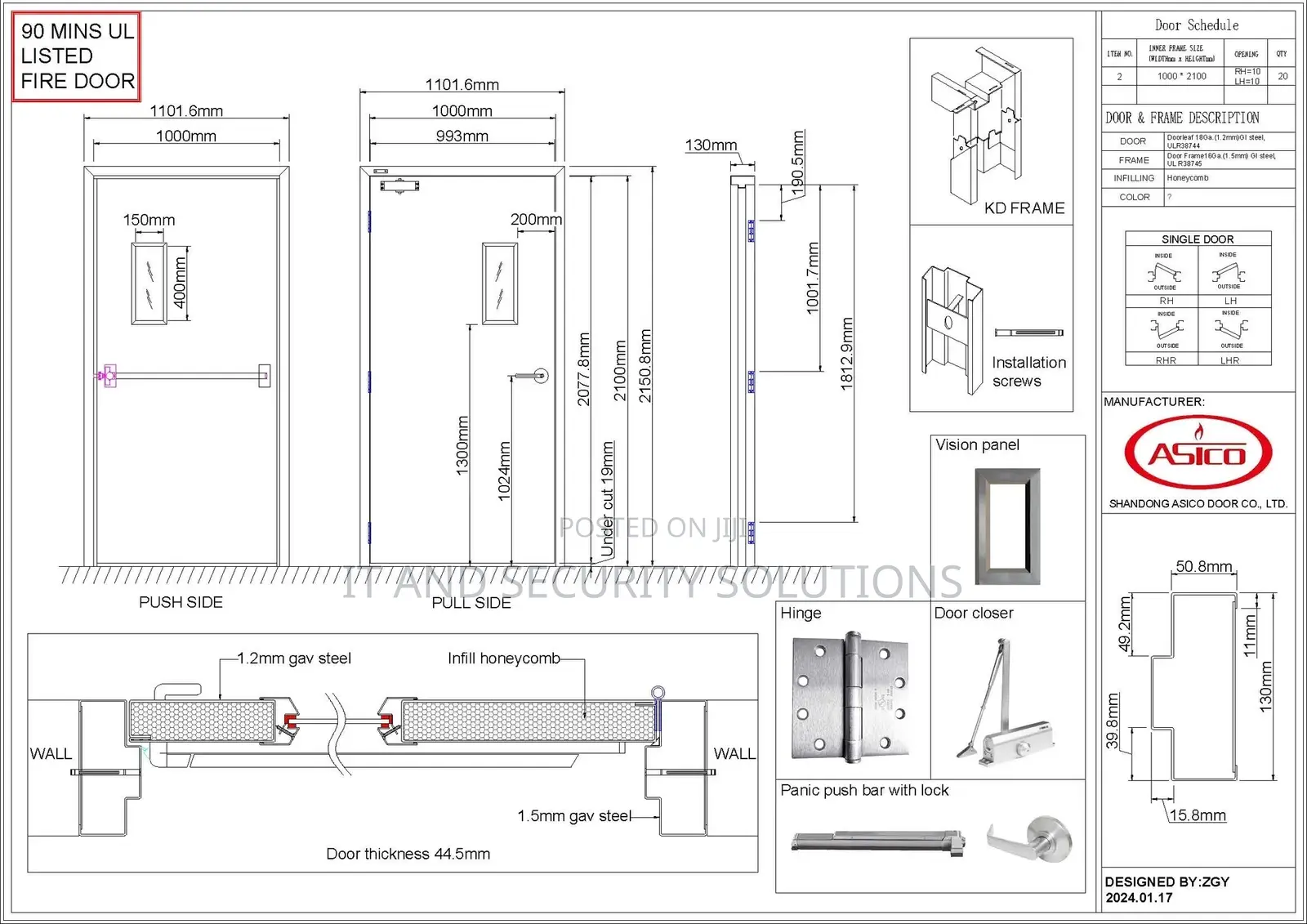 Fire Rated Doors Fire Door UL And BS Certified 60 90 120 Min