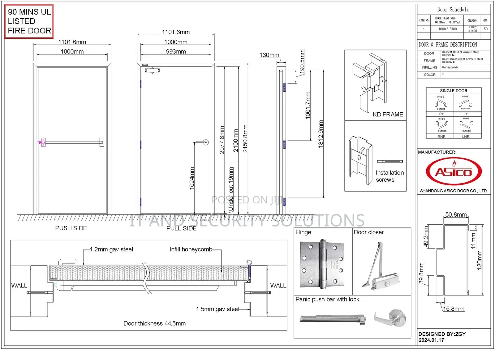 Fire Rated Doors Fire Door UL And BS Certified 60 90 120 Min