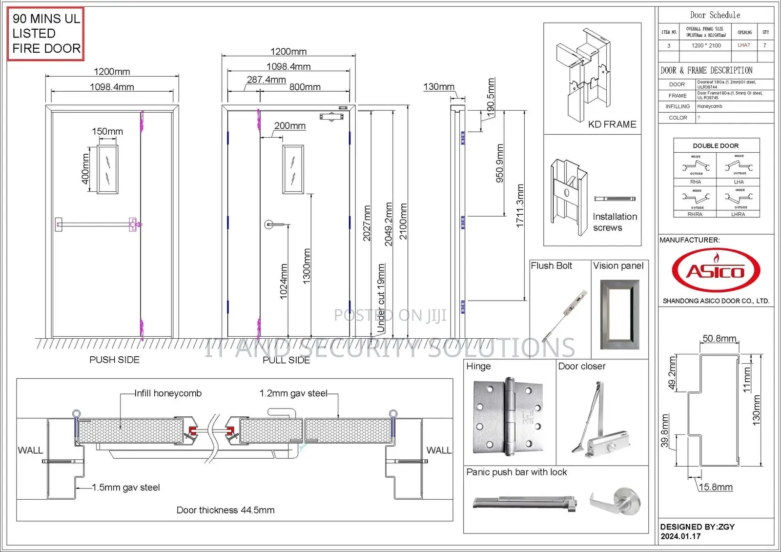 Fire Rated Doors Fire Door UL And BS Certified 60 90 120 Min