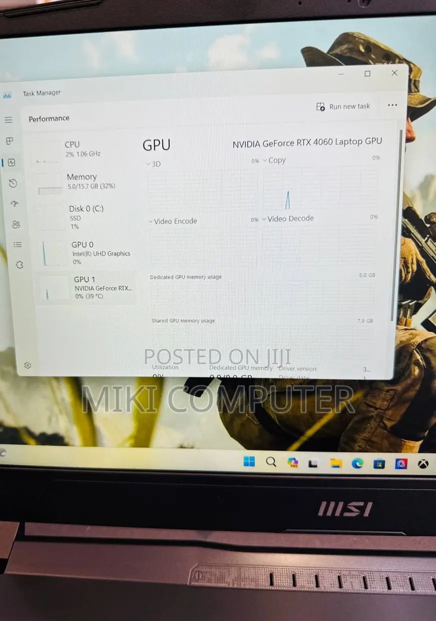 New Laptop MSI GF63 16GB Intel Core I7 SSD 512GB