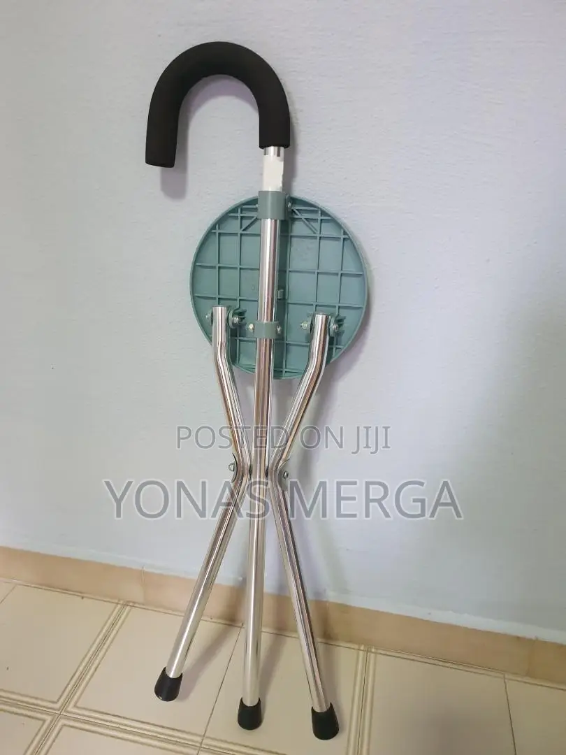 ከዘራ Thick Aluminum Alloy Cane Stool Crutch Chair Seat 3 Legs