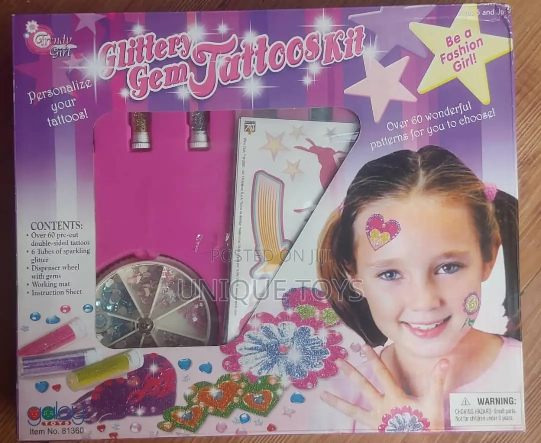 Trendy Girl Glittery Gem Tattoos Kit