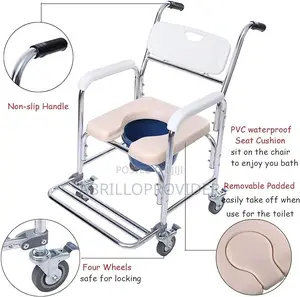 Photo - Commode Toilet Chair for Bedroom With Wheels, Bedside Commod