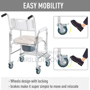 Photo - Portable Commode Wheelchair Bedside Toilet Shower Chair