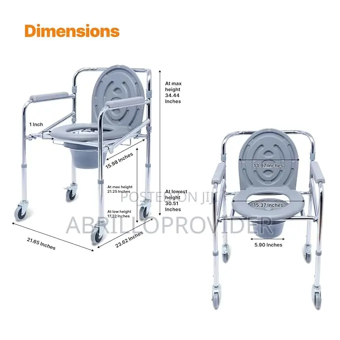 Commode Chair With Lock Wheels | High Strength Frame Bathing