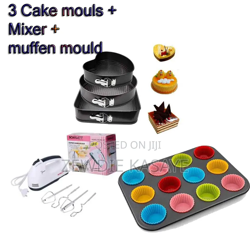 3 Cake Molds + Scarlett Mixer + Muffins Mould