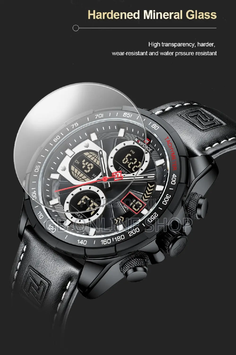 Naviforce 9197 Electron Men Leather Watch - Black