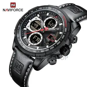 Naviforce 9197 Electron Men Leather Watch - Black