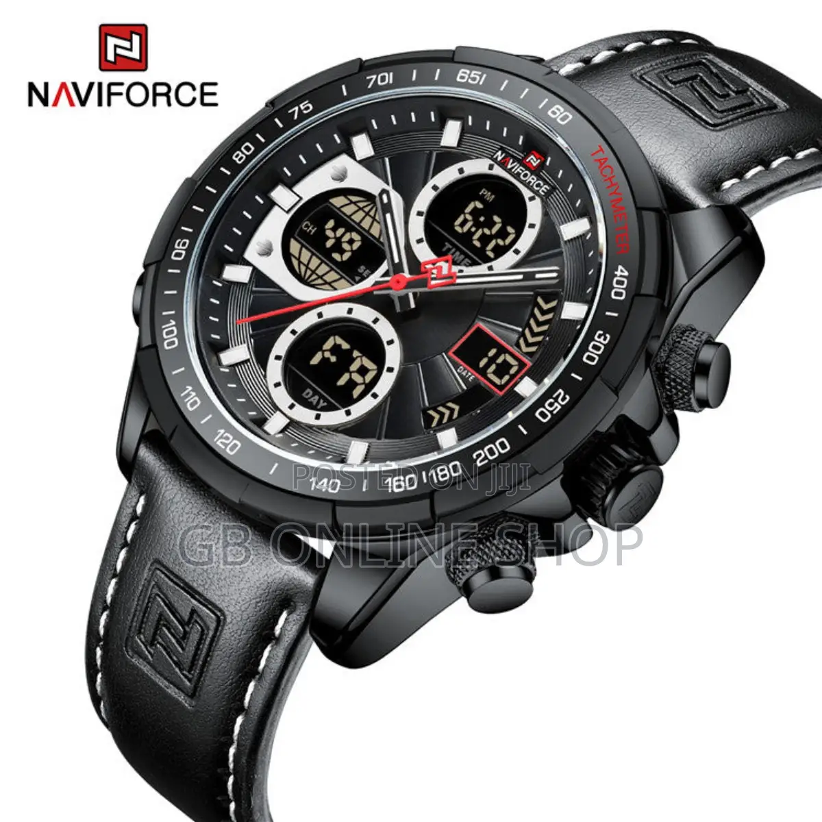 Naviforce 9197 Electron Men Leather Watch - Black