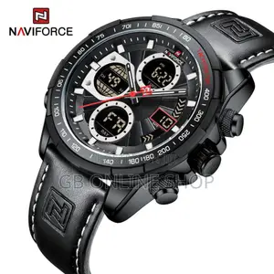Naviforce 9197 Electron Men Leather Watch - Black