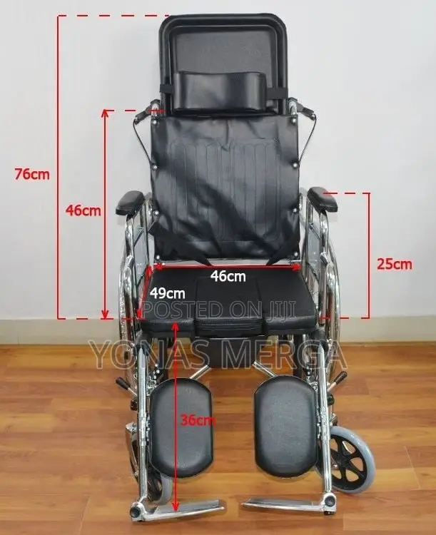 Toilet/ዊልቼር Reclining Wheelchair With Head Rest and Leg Rest