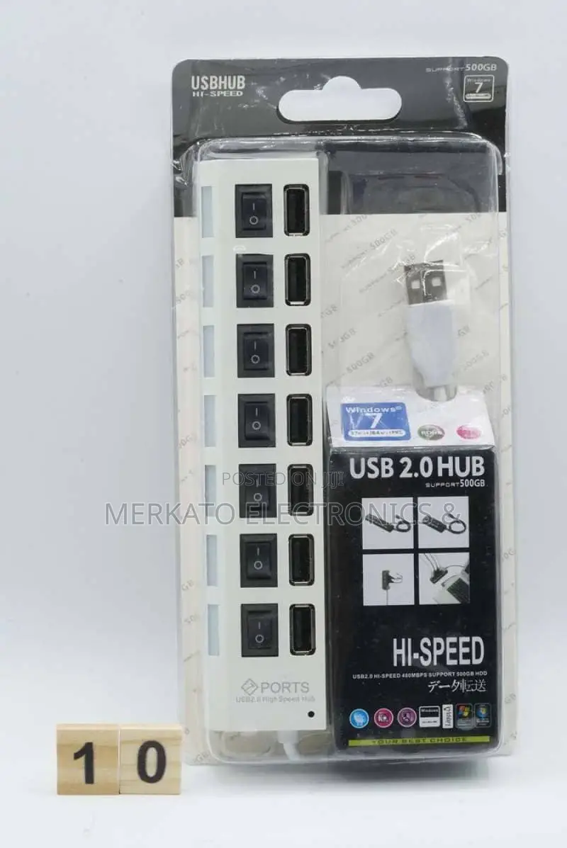 Usb 2.0 Hub 7 Port High Speed 480mbps Support 500gb