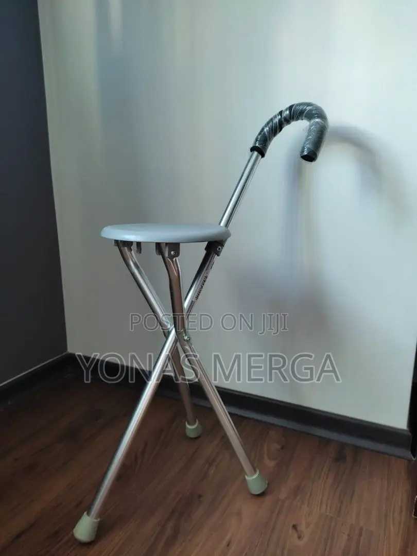Walking Cane+Chair/ሚታጠፍ ወንበር/ከዘራ Stick With Folding Chair