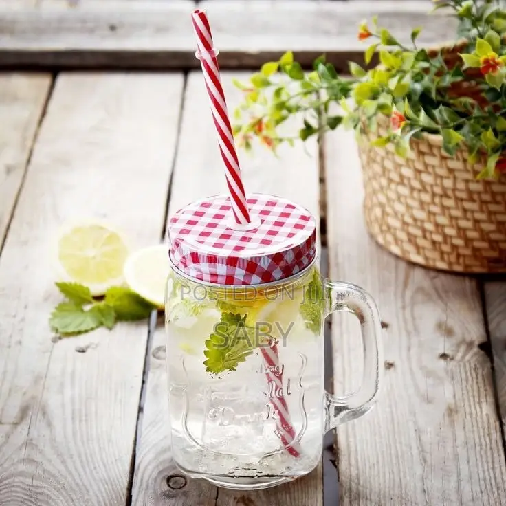 Glass Drinking Jar With Straw
