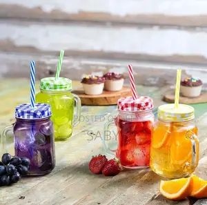 Glass Drinking Jar With Straw