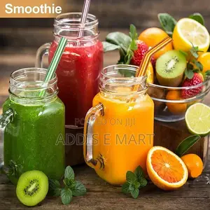 Photo - Vintage Mason Glass Drinking Jar With Straw