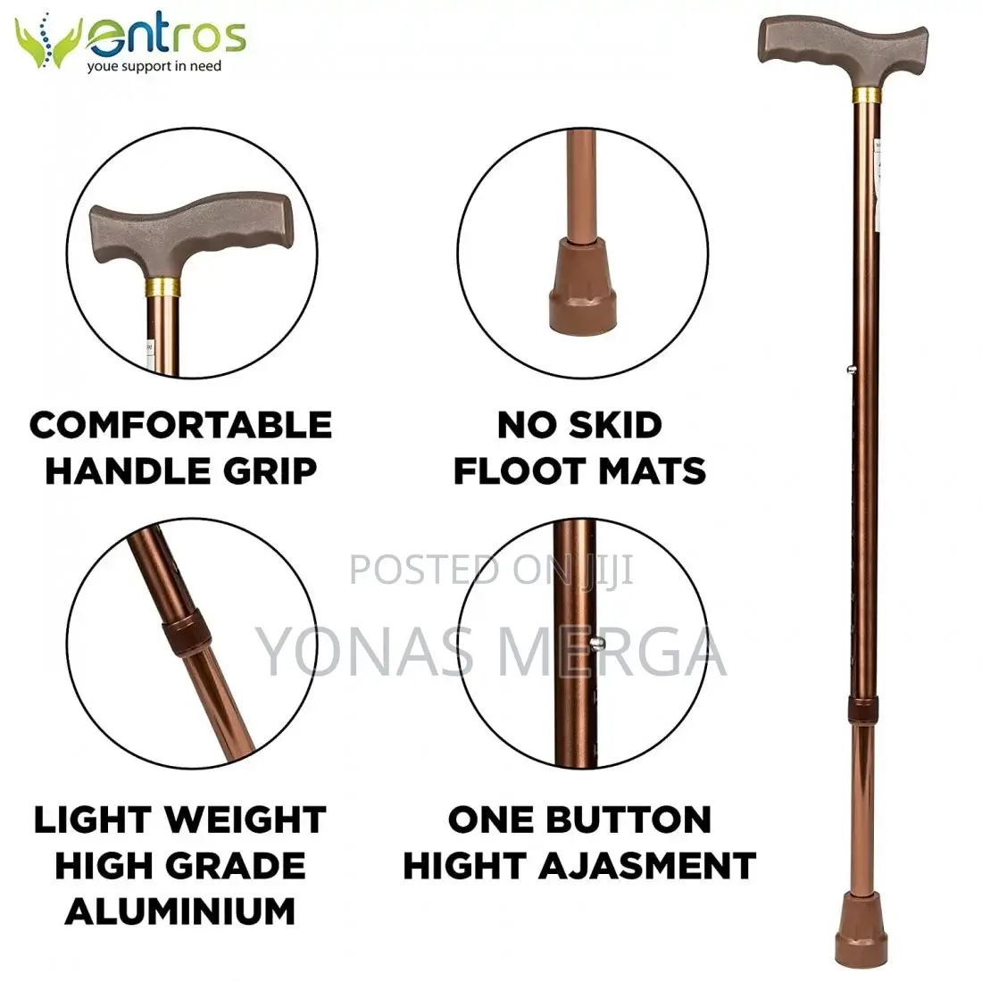 Folding Crutch Walking Cane Folding Stick With Adjustable