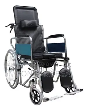 Popo Barely-Reclining Wheelchair With Commode (RUSH SALE)