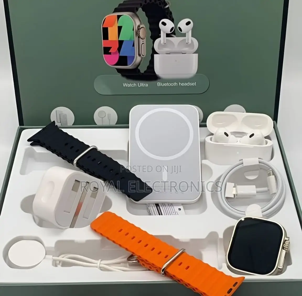 Smart Watch + Airpods + Wireless Power Bank + Box With Cable