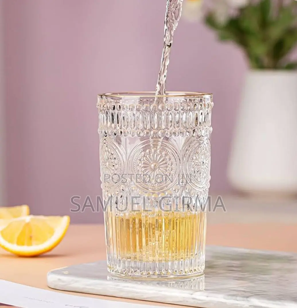 √7pcs Retro Water Glass Set With Flower Pattern