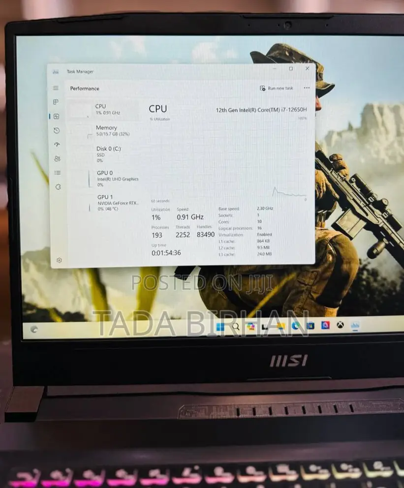 New Laptop MSI GF63 16GB Intel Core I7 SSHD (Hybrid) 1T