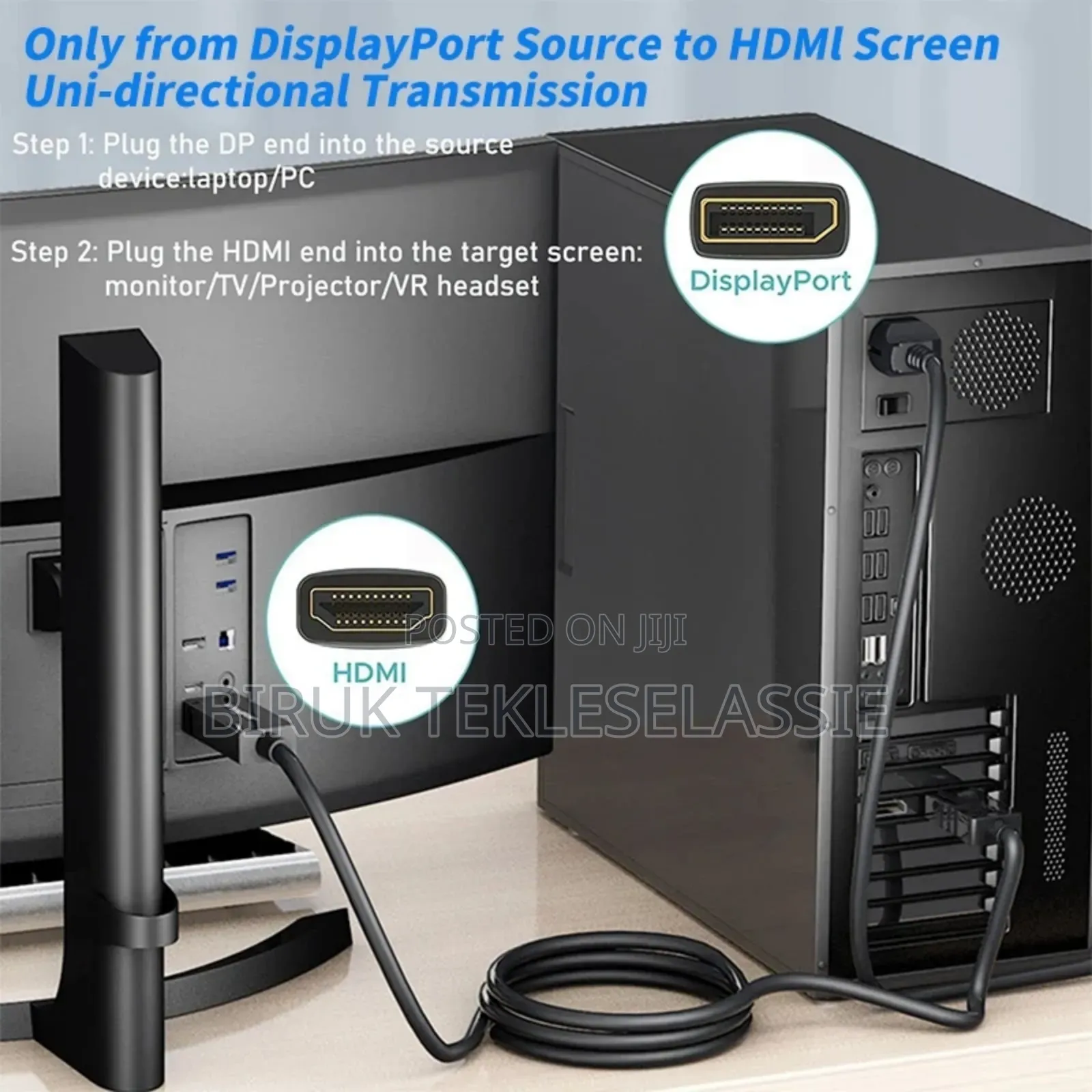 Display Port (Dp) to Hdmi Cable 1.8 Meter