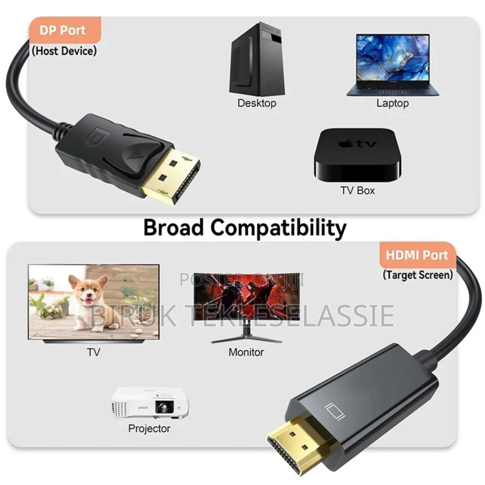 Display Port (Dp) to Hdmi Cable 1.8 Meter